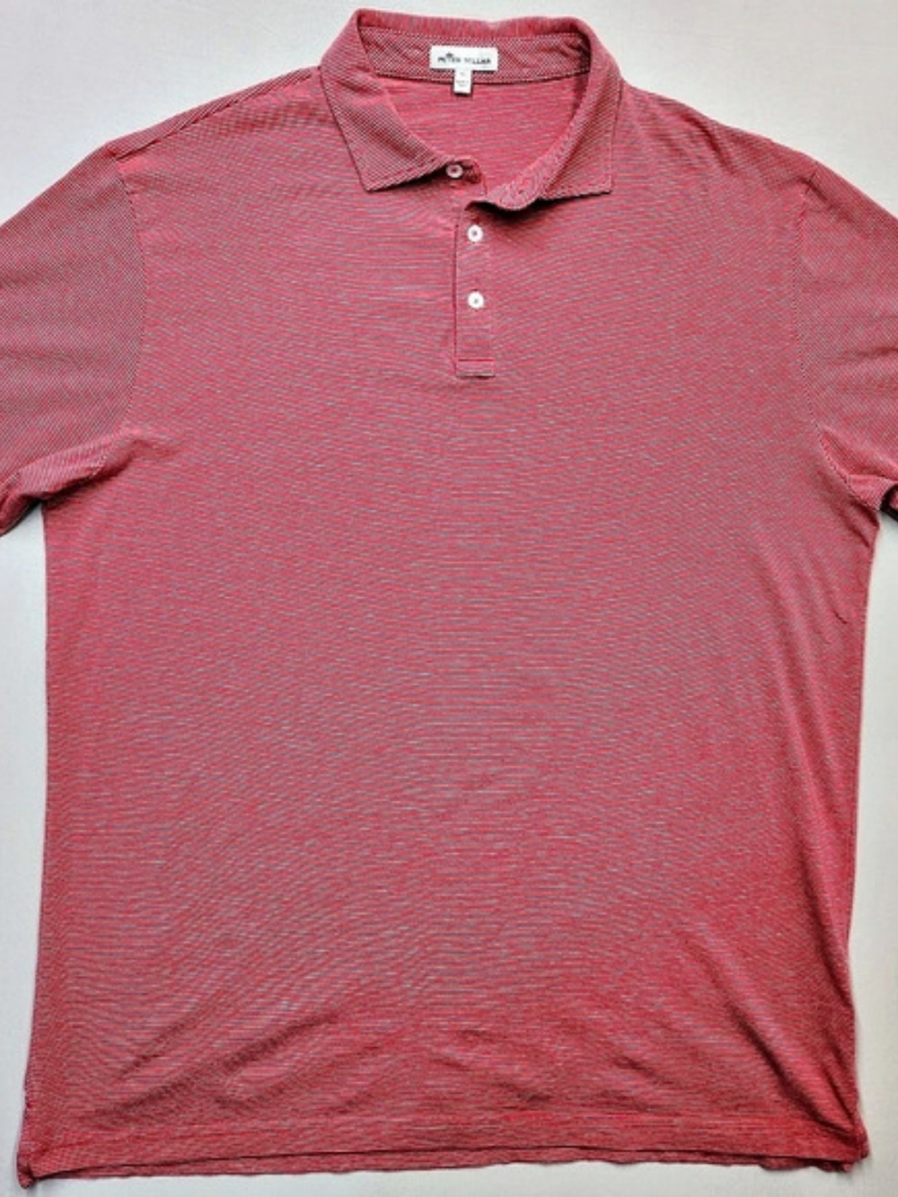 Peter Millar Polo Shirt Mens XL Red White Seaside Micro Stripe Pima Cotton Blend